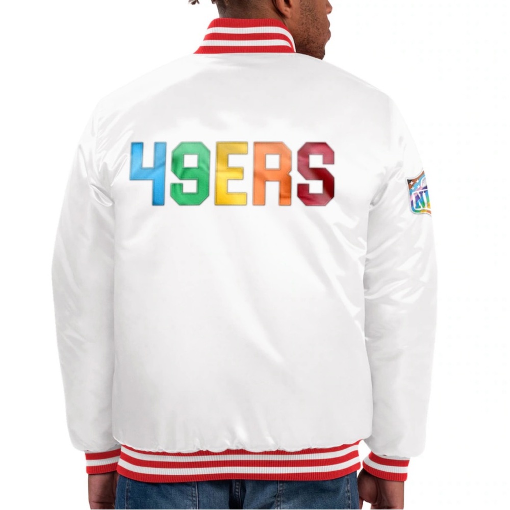 STARTER White 49ers Pride Varsity Jacket